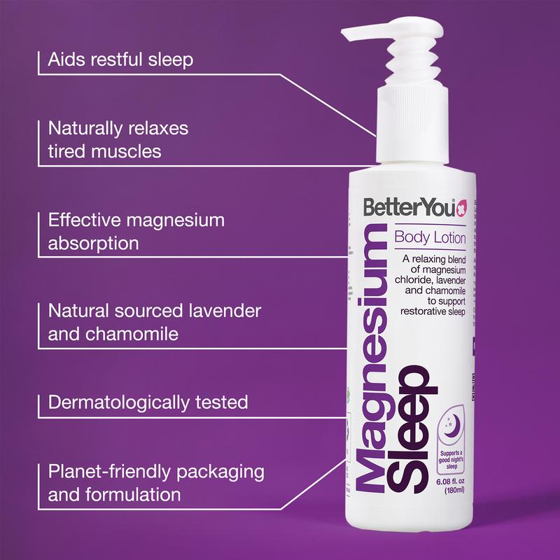 BetterYou Magnesium Sleep Body Lotion, Sore Muscle Relief - 6.08 oz