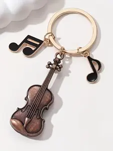 Creative Vintage Violin Music Keychain Pendant, Fashion Classic Retro Style Car Bag Hanging Decoration, Gift for Friends Family Memorial Present