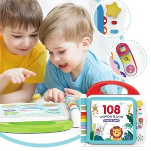 108-Word English Learning Book with Compact Unisex Interactive Audio Reading Machine for Kids Ages 1-6, Ideal for Holidays, Birthdays