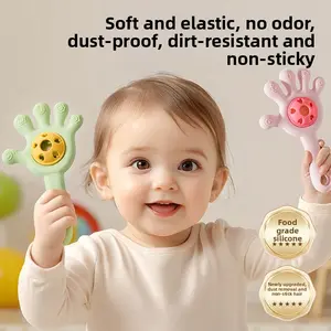 Langkes Advanced Baby Teether with Rattle Silicone Teething Toys for Newborn Infant Chewing Training Hand Grasp Practice Soother and Bite Resistant Teether Set