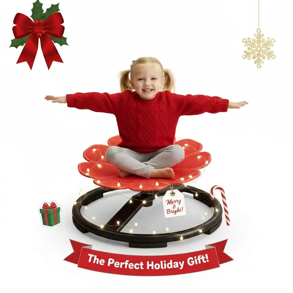 Kids Sensory Spinning Chair for Autism Ages 3+, Sit and Spin Swivel Chair for Kids with ADHD, Sensory Chairs for Autistic Children, Sensory Toys for Motion Sickness Relief, Balance Training (red) summerwins