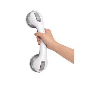 Lexo Shower Grab Bar 12-Inch Suction Grab Bars for Bathtubs & Showers Heavy-Duty Suction Cup Anti-Slip Support Bathroom Safety Handles for Seniors Elderly & Handicap