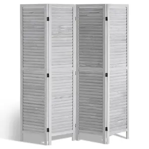 VEVORWoodRoomDivider, 4PanelFoldingPrivacyScreen, 66.9InchesTallIndoor WoodenPartition, PortableDecorationScreen, forRoomSeparation, Home, Office, RestaurantBedroom(LightGrey)