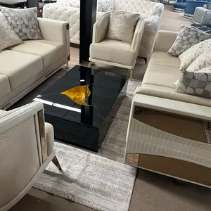 Luxurious Living Room Set with Modern Sofa, Coffee Table, and Decorative Pillows for Elegant Home Décor