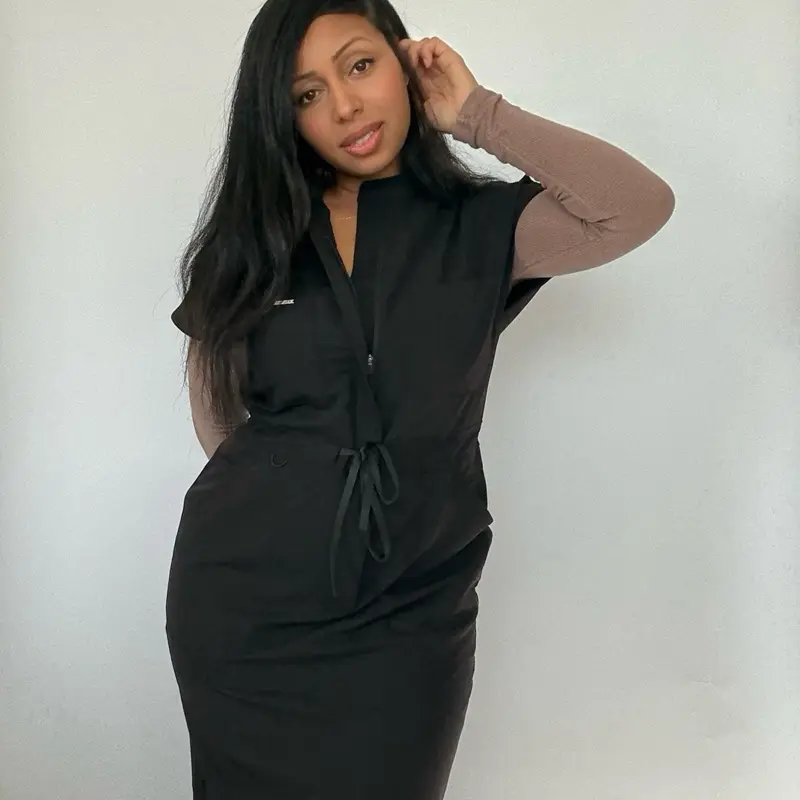 black scrub dress Black Scrub Set, Comfortable Nurse Scrub, Nurse Dress, Women's Scrub Set, Scrub Uniform, Medical Nurse Scrub, , MOODA001L