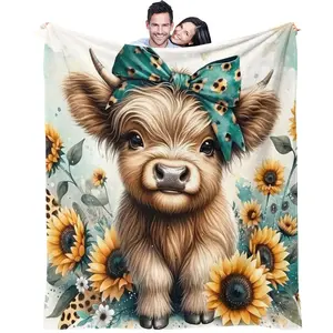 Cartoon Cow Pattern, Soft, Warm and Lightweight Plush, Fluffy Blanket, Suitable for Beds, Sofas, Cars, Room Decorations and Gifts, Suitable for Children and Adults, 1 Single-sided Printed Blanket