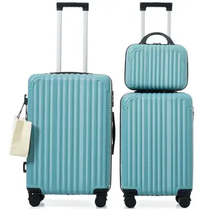 3pcs Luggage Set 12/20/24'' Lightweight durable ABS Suitcases,   with handbag cosmetic case ，Smooth Spinner Wheels, TSA Lock + Handy Side Hook – Perfect for Travel & Business Trips
