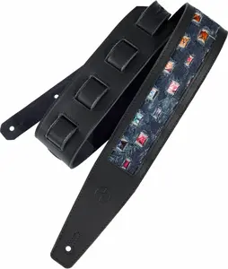 Guitar Strap 2.5 Inch  Padded Leather Guitar Straps for Acoustic, Bass and Electric Guitar-Denim