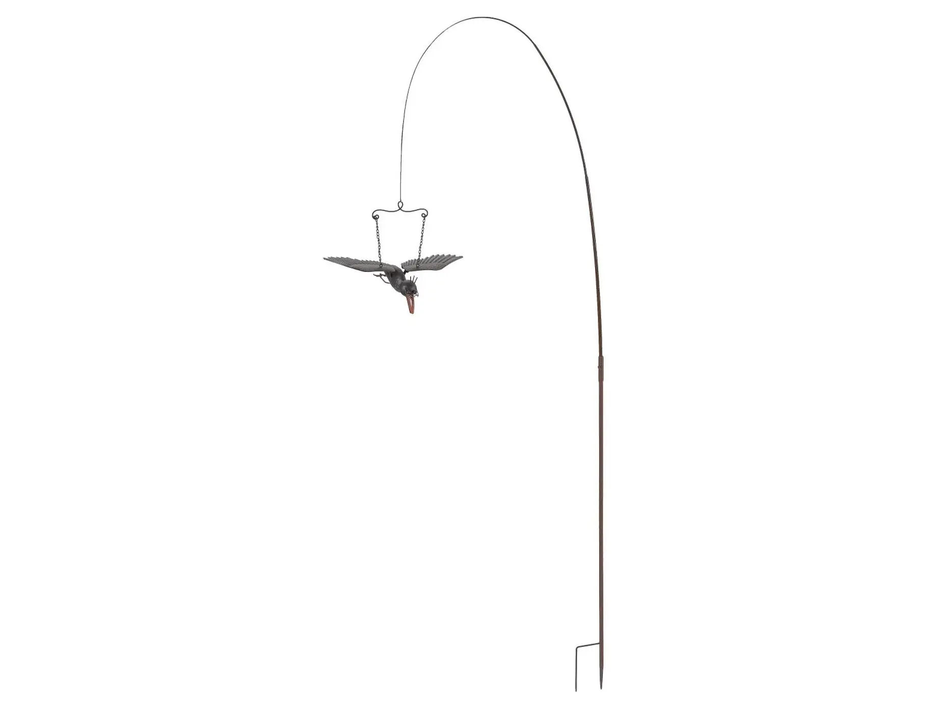 Kinetic Flying Crow Garden Stake - Brown - 59in. - Metal Yard Art