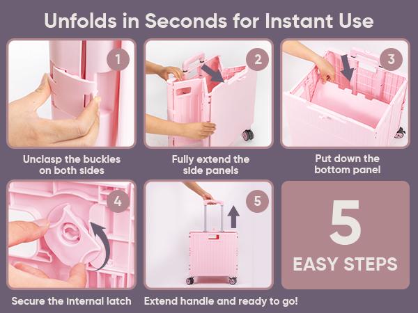 VUSIGN Folding Utility Cart, Foldable Rolling Crate Handcart with Lid, Portable Collapsible Shopping Trolley Box, 4 Rotate Wheels for Grocery, Office, Travel, Teacher, Luggage, Black VUSIGN Folding Utility Cart, Foldable Rolling Crate Handcart with Lid, Portable Collapsible Shopping Trolley Box, 4 Rotate Wheels for Grocery, Office, Travel, Teacher, Luggage, Black