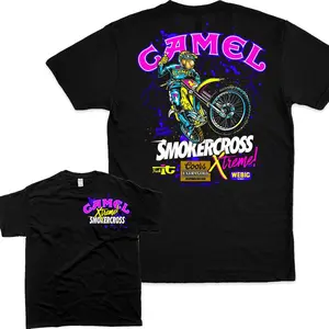 Camel Motorsport Supercross Extreme Graphic Tee, Smoxercross Motorbike T-Shirt, Shirt for Mens, Casual T-Shirt Top Menswear Graphics, Vintage Racing Biker T-Shirt, Neon Moto Xtreme T-Shirt