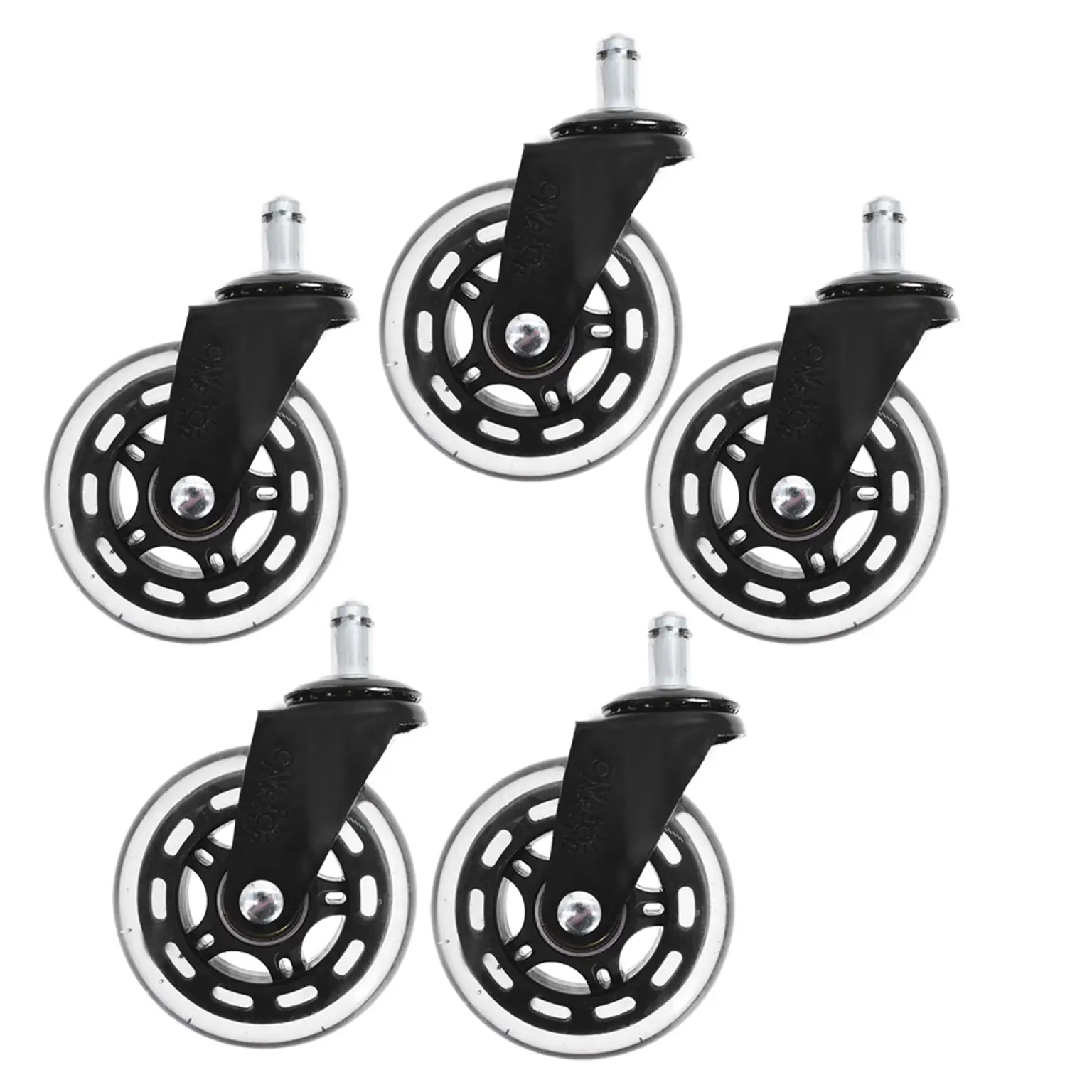 5Pack 3" Black Caster Wheels For Office Chair Caster Rubber Swivel Wheel
