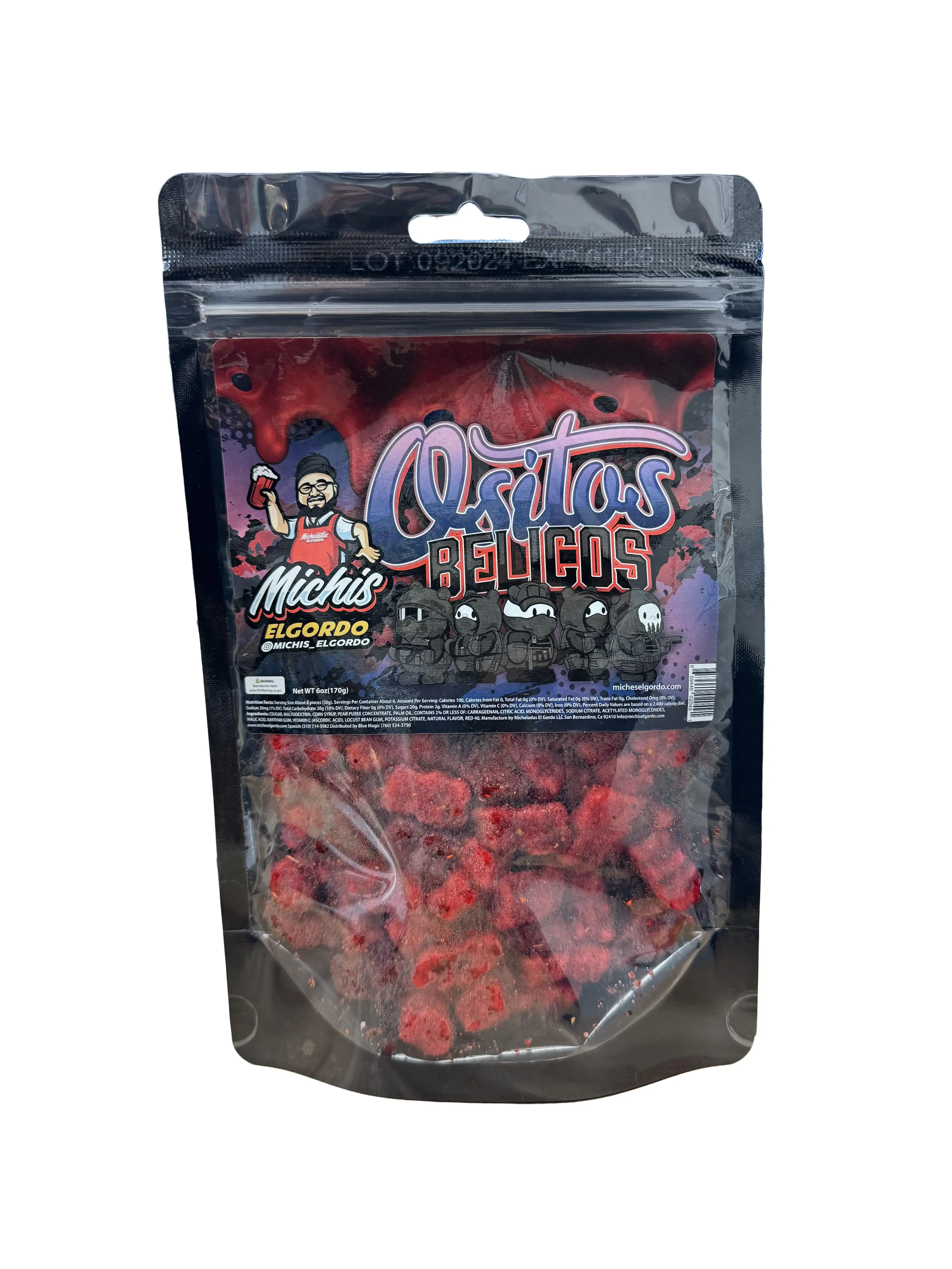 Michis El Gordo Ositos Belicos Snack 6 Ounces chamoy candy Sweet Bonbon