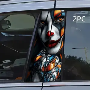 2pcs Joker B Pillar Stickers, Dark Street Style Universal Car Decals, Easy to Apply and Remove, Waterproof and Scratch-Resistant