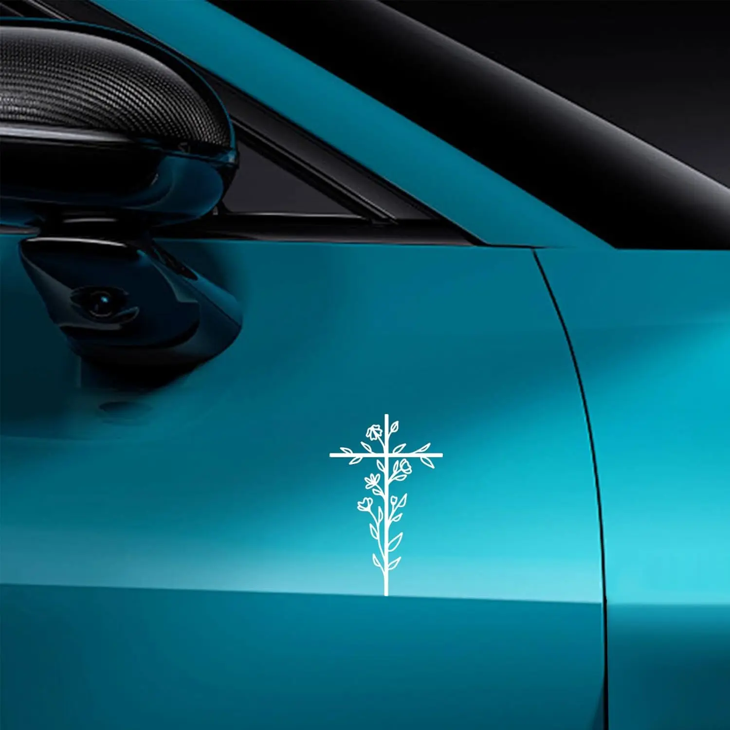 Cross & Floral  Sticker Decal, Christian  Window Sticker, Vinyl  Automotive Bumper Decal, Religious Flower Sign Auto Decoration Accessories for , SUV (1PC)