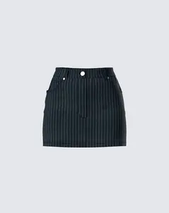 Jennifer Black Stripe Mini Skirt