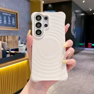 For Samsung S26 Ultra S24 S23 FE S25 Plus Ultra 5G Soft Cover Water Ripple Silicone Magnetic Protective Shockproof Phone Case