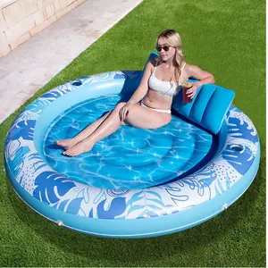 SLOOSH Inflatable Tanning Pool Lounger Float for Adults, 72" x 65" Large Suntan Tub Pool Floats Tanning Bed Blow up Pool Raft Lounge Floatie for Lake, Outdoor, Backyard, Swimming Pool