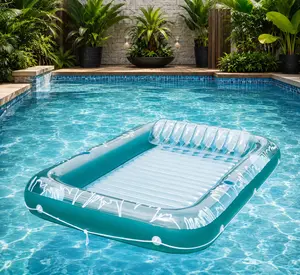 XL Tanning Pool for 2 - Viral Inflatable Lounger with Pillow + Cup Holders
