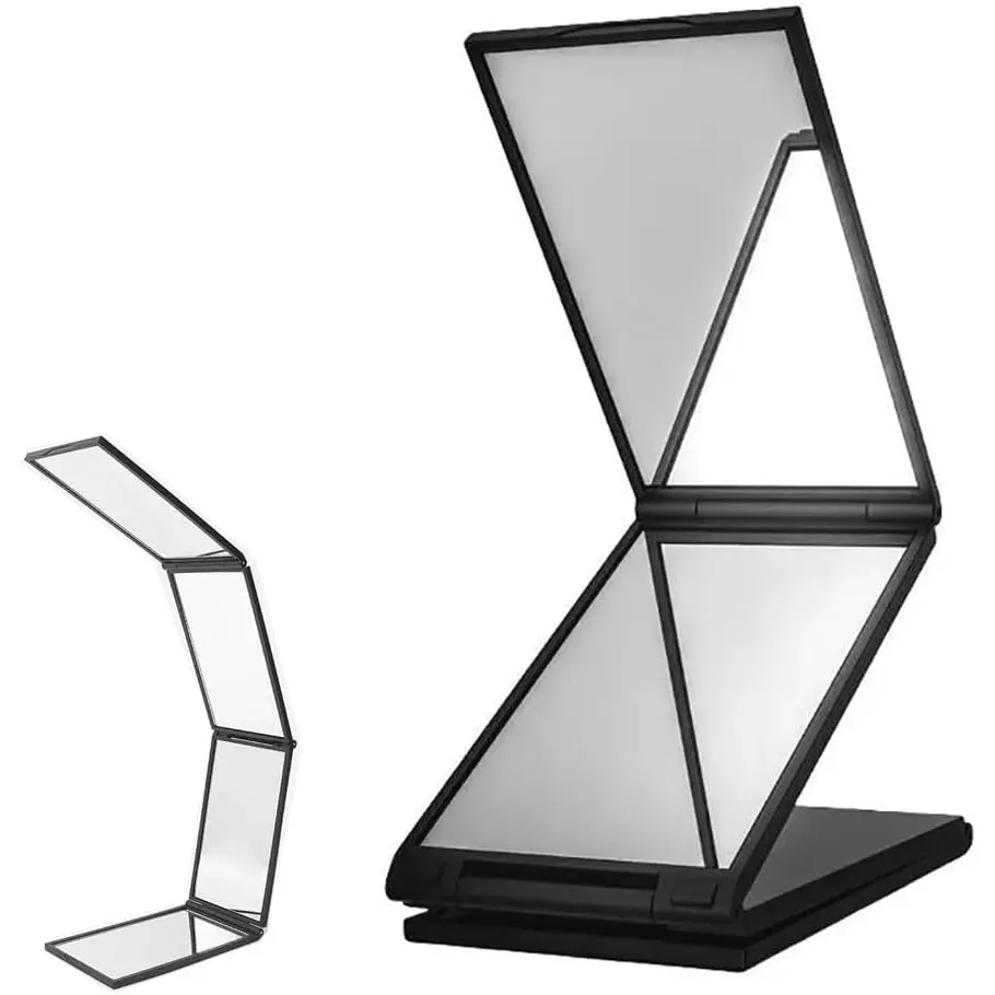 Foldable Makeup Mirror, Makeup Vanity Mirror, 4 Way Mirror, Multifunctional Mirror, 360 Degree Handheld Desktop Portable Self Hair Haircut Makeup Barber Mirrors, for Hair Cutting, Styling, Grooming,Vehicle Maintenance.1Pcs
