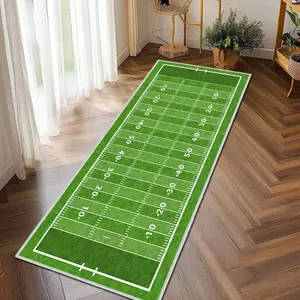 Green Runner Rug 2x6,Football Field   Green Lawn   Team Competition,Ultra-Thin Throw Carpet Washable Kitchen Runners Non Slip Accent Area Rug for Entryway Hallway Laundry