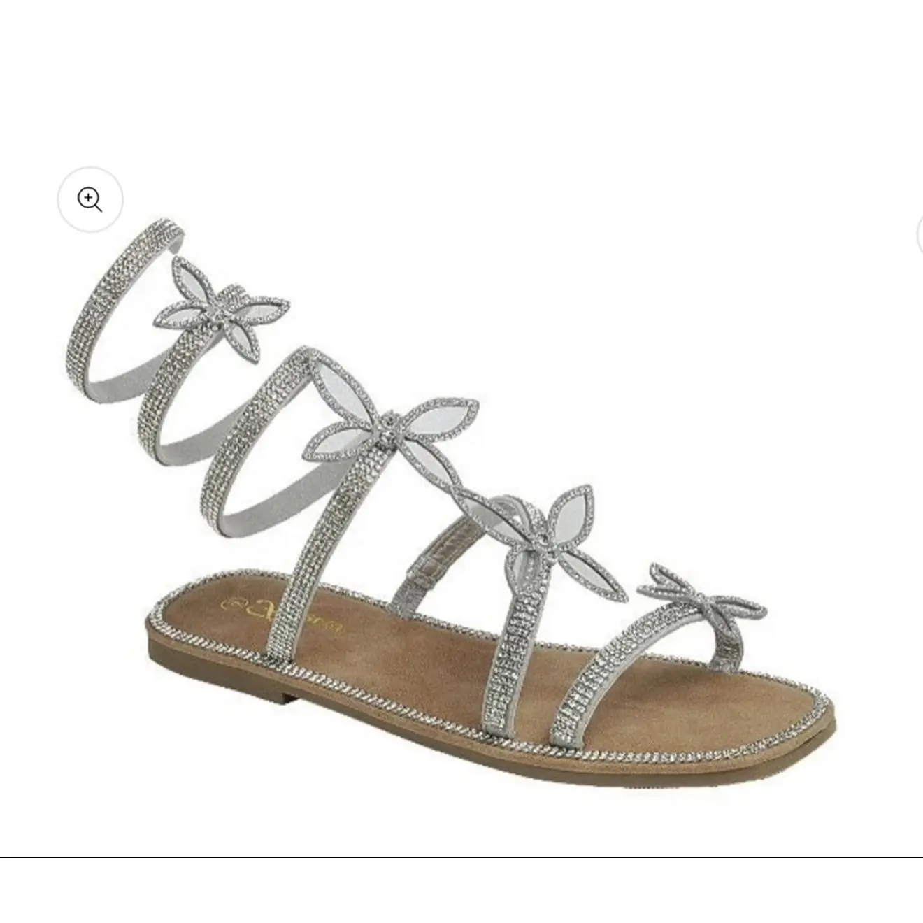Ritzy-25 Wrap Around Butterfly Sandal for Women Black & Silver Elegant Design Comfortable Fit