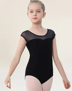 Girls Sweetheart Mesh Inserted Tank Cotton Leotard