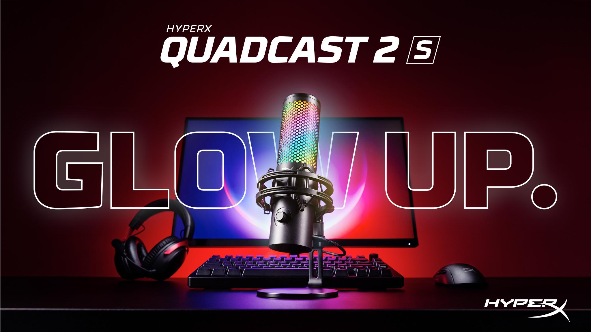 HyperX QuadCast 2 S USB Microphone with RGB Lighting, Tap-to-Mute Sensor, and Multifunction Knob for Enhanced Gaming Experience