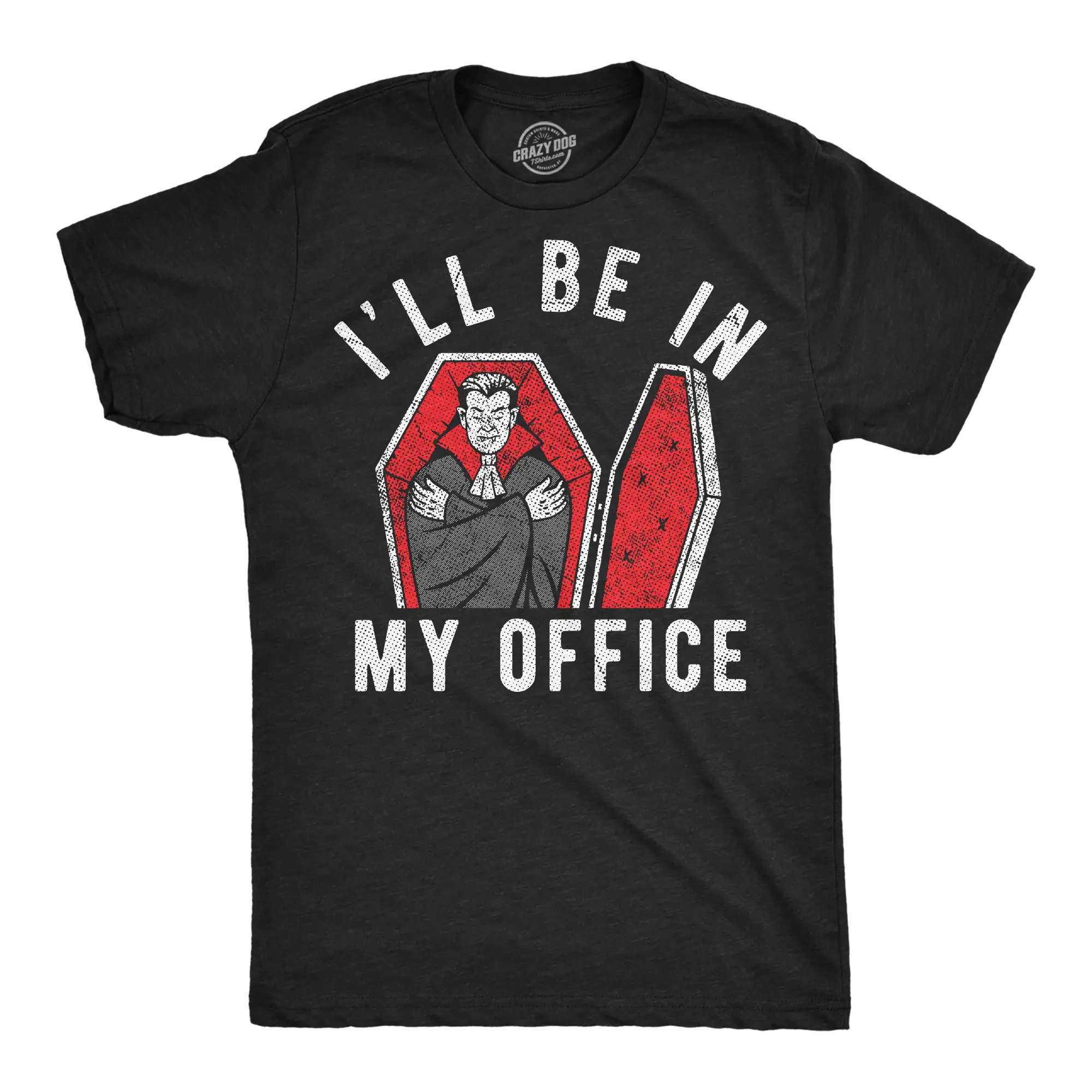 Mens Funny T Shirts Ill Be In My Office Dracula Coffin Tee For Men Mens Funny T Shirts Cool Vintage Fashion T-Shirt Gift Classic Menswear Halloween Apparel for Men Funny Office Short Sleeve Novelty Tees for Black -