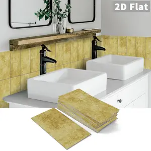 Peel & Stick Backsplash Tiles, 4x8 Inch Marble Design, PVC Composite Removable Wall Stickers for Kitchen, Bathroom, Fireplace