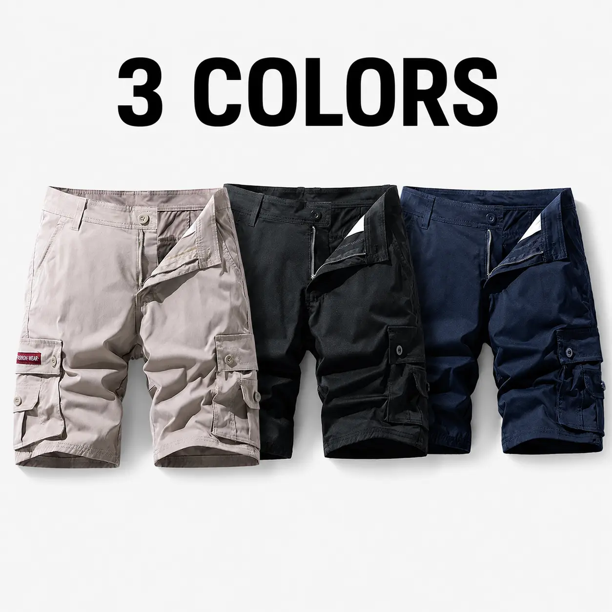 Men’s three-color cargo shorts with multifunctional pockets—wear-resistant, breathable tactical shorts suitable for casual wear in spring and summer; summer shorts.