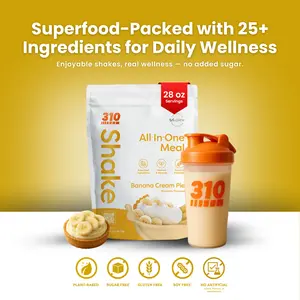 310 Nutrition – Banana Cream Pie – Quick Meal Replacement Shake, Plant-Based Protein with 25+ Nutrients On-The-Go | 28 Servings