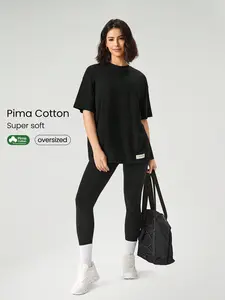 GLOWMODE Pima Cotton Unisex Short Sleeve Round Neck Oversized Tee Daily Casual