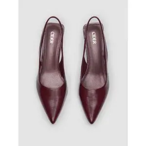 CIDER Metallic Pointed Toe Slingback Kitten Heels