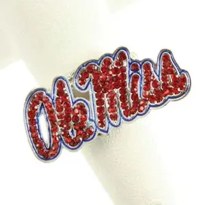 Ole Miss Rhinestone Crystal Stretch Ring