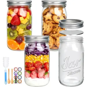 32oz Canning Jars, Wide Mouth Mason Jars with  and Bands Excellent Choice for Canning,Fermenting,Pickling, Jars,Canned Goods,DIY Projects,Wedding Favors,Microwave/Freeze/Dishwasher Safe,4Pack