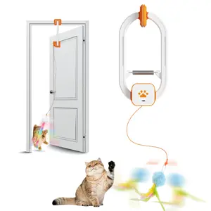 HappyCode Rechargeable Cat Toy | Auto Teaser Wand with 2 Fun Modes - Random Bounce + 360° Spin, Tough Door Clip, Keeps Your Cat Busy & Energetic, Best Cat Gift Ever,stimulating cat toys