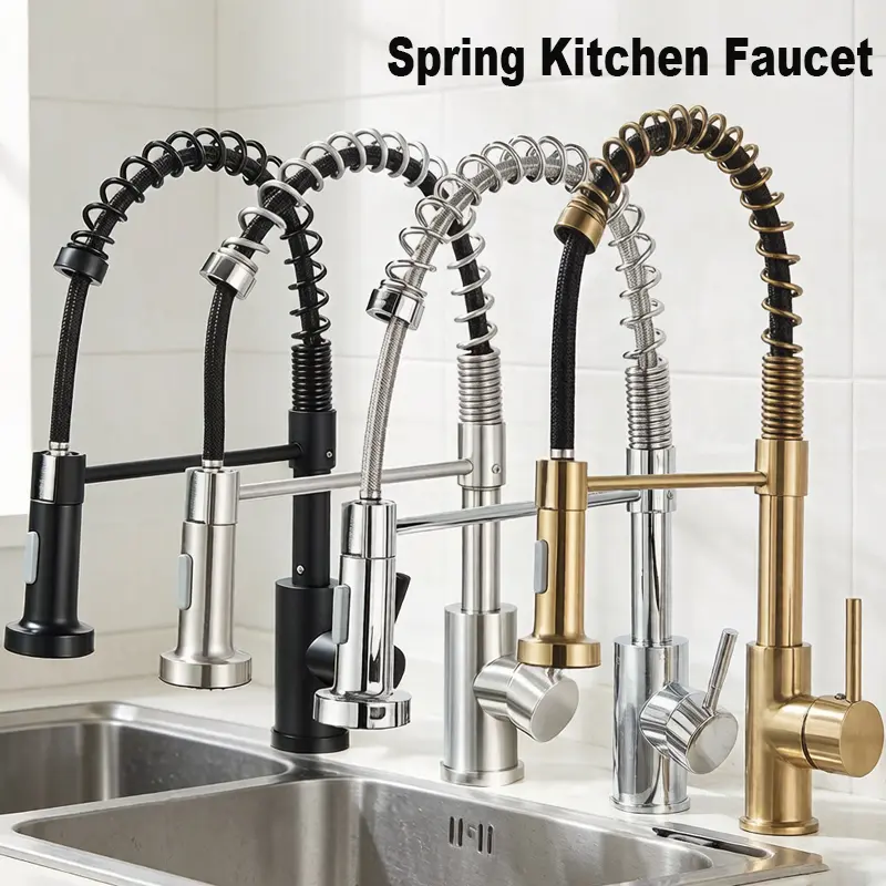 Black Kitchen Sink Faucet Pull-Dwon Sprayer, Commercial Use or Home Use with a Single Handle Lever. Modern Kitchen Dual Function Mixer Tap, 360 Degree Flexible Rotating Nozzle, for Household Kitchen Sink RV Farmhouse Bar Laundry Outdoor Sink