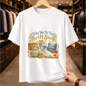 Take Me To The Thrift Shop T-Shirt| Vintage Cottagecore Goose Graphic Tee| Aesthetic Retro Thrifting Lover Gift for Women| Whimsical Farmhouse Style Shirt| Premium Soft Cotton Top hooded sleeveless t-shirt men summer short sleeve t-shirt white Washed,