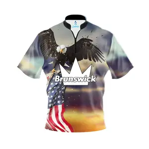 Brunswick Sunset Eagle 2.0 Quick Ship CoolWick Sash Zip Bowling Jersey