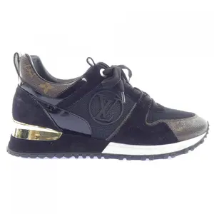 Pre-owned Louis Vuitton Calfskin Small Leather Goods Run Away Line Suede Calf Leather Monogram Canvas Sneakers