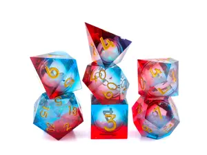 Quicksand Sharp Edge Resin DnD Dice Set:  7 Piece Liquid Core RPG Dice