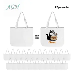 AGH US 47x12.7x38cm 25pcs Sublimation Blank Canvas Tote Bag with Gift for Her