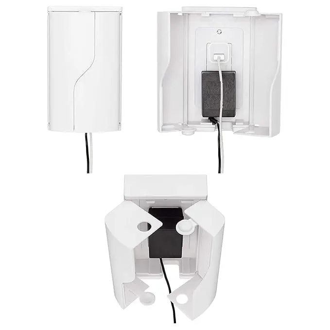 Twin Door Baby Safety Outlet Cover Box Baby Proof Electrical Outlet Cover for Large Plugs & Adapters Childproof Socket Protector Easy Install Extra Interior Space Keeps Cords & Outlets Safe 1 Pack