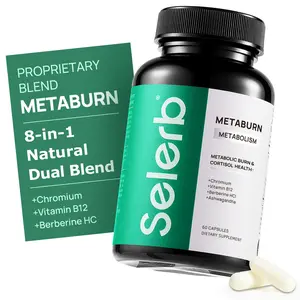 Selerb Metaburn for Daily Nutrient Support - 8-in-1 Natural Dual Blend with Chromium Vitamin B12 & Berberine HCI - 60 Capsules - Nutritional Supplements Fitness
