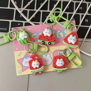 Creative Cartoon Cute Watermelon Bunny Ice Cream Keychain, Fun Bag Pendant Gift Accessories for Couples & Girlfriends
