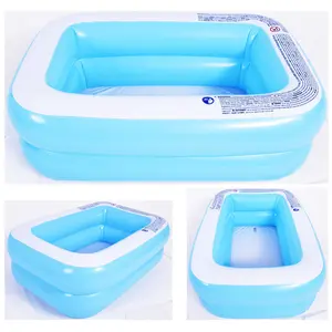 Inflatable PVC Pool for Home & Outdoor Use - Portable Rectangular Beach & Ocean-Themed Swimming Pool with 2-Layer Construction, Glossy UV-Resistant Surface, Holds 1-3 People, No Electricity Needed, Pool Floats, Christmas/Halloween Gift Decoration