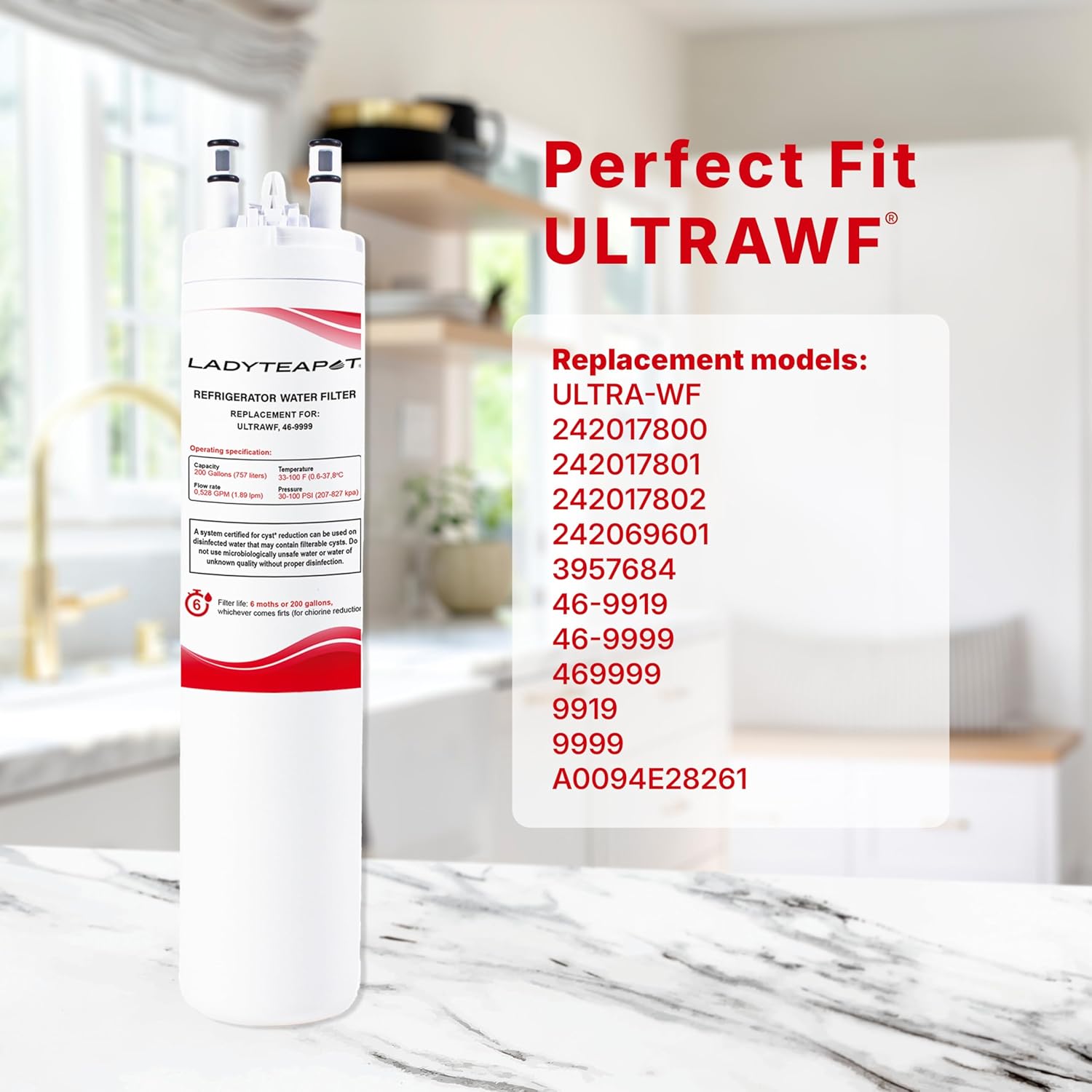 Filter Replacement Water, Compatible with Frigidaire ULTRAWF, Pure Source Ultra, Kenmore 9999, 469999, 46-9999, A0094E28261, Height 11 inches