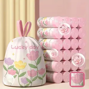 100/200pcs Tulip trash bags, Durable trash bag, household drawstring trash bags, wear-resistant, tear-proof, suitable the whole house, opening with strong drawstring, one pull is sealed, easily handle housework, keep home environment clean