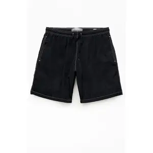 Pacsun Men's Black Baggy Contrast Crinkle 8" Swim Trunks